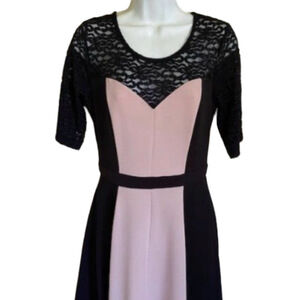 Black and Pink Lace Color Block Dress | Sz 10